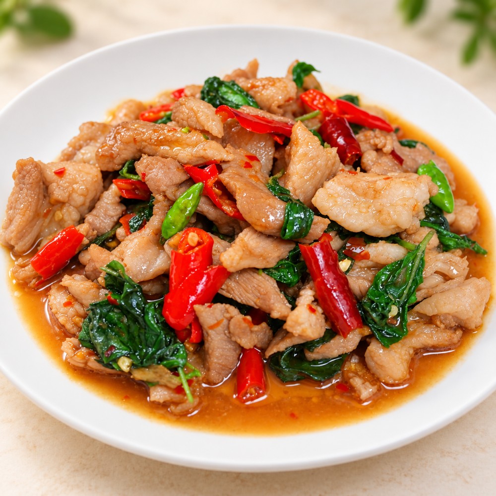 ผัดกะเพราหมูชิ้น — ภาพเมนูอาหารหวานคาว