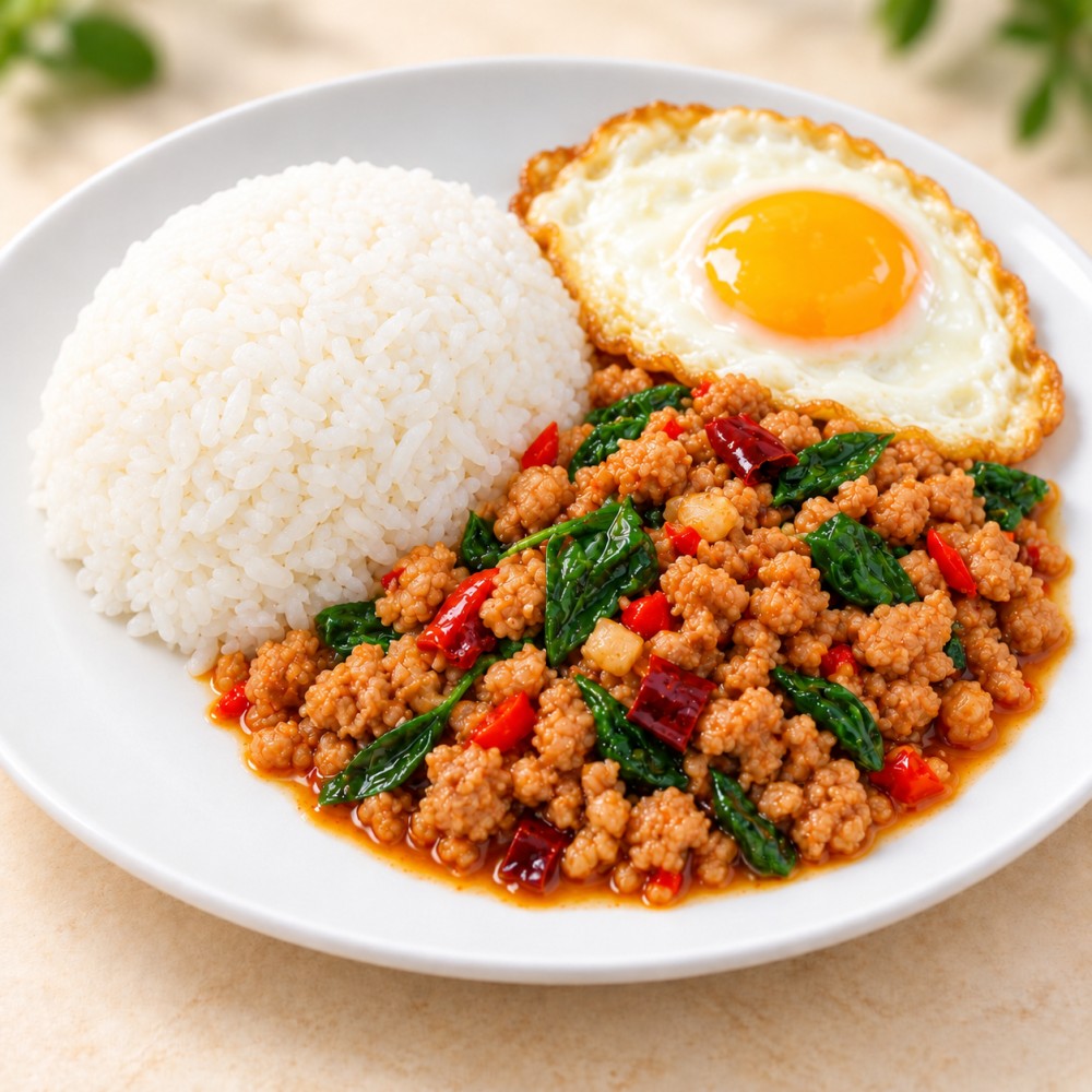 ข้าวกระเพราหมูสับไข่ดาว จากร้านอาหารหวานคาว