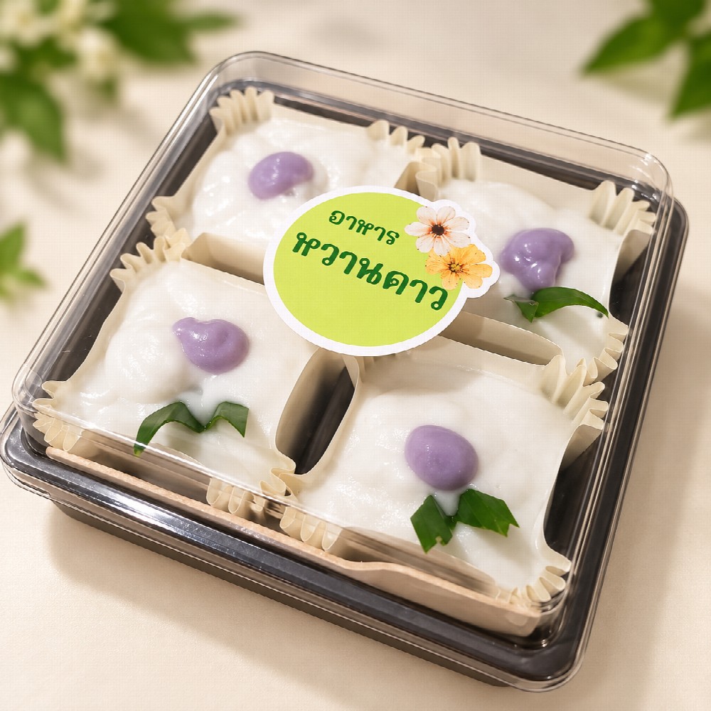 ขนมตะโก้เผือก กล่อง 4 ชิ้น