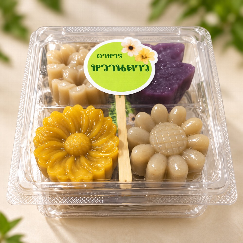 Snack Box ขนมไทย 4 ชิ้น เลือกสลับได้ ตัวอย่างการจัดชุด